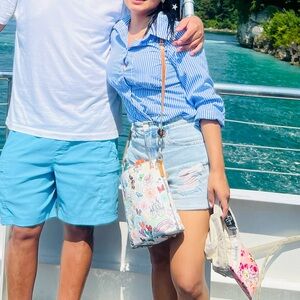 Blue and white T-shirt